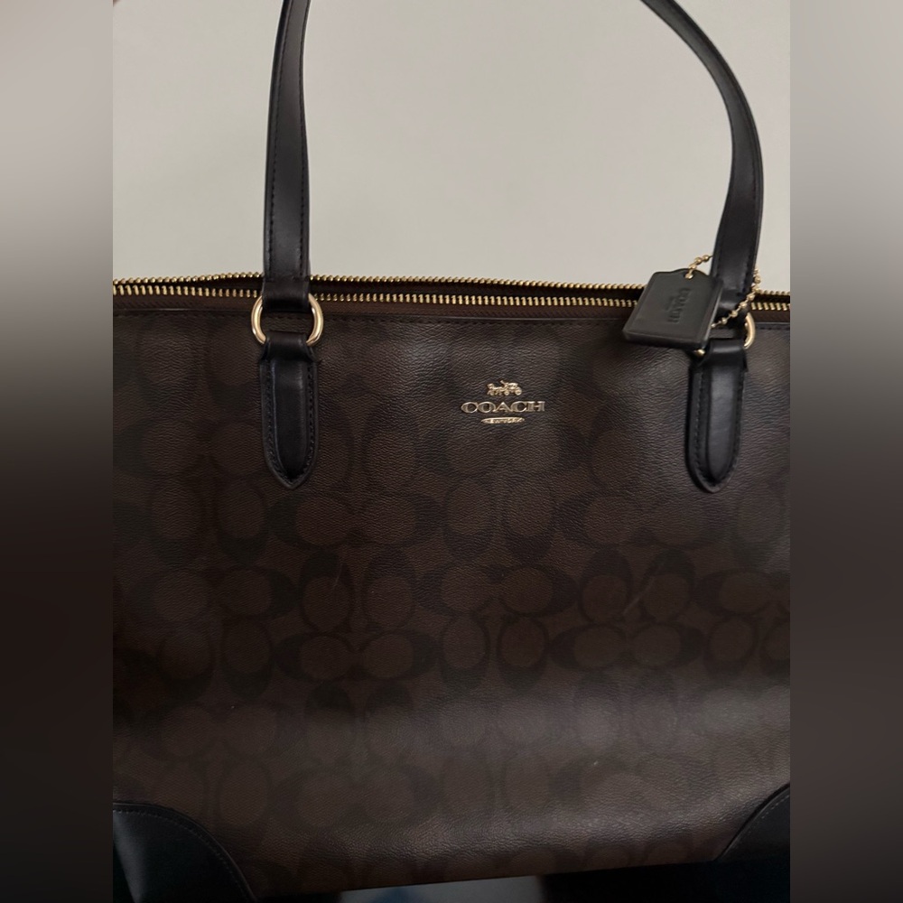 Coach Zip Top Tote In Signature Canvas - Picture 2 of 7